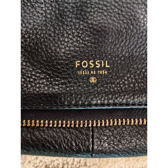 Fossil Purse Black Leather Crossbody Pebble Preston Expandable - Picture 5 of 9
